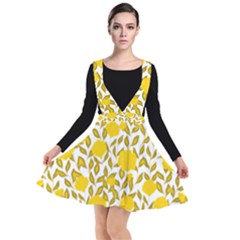 Yellow Flowers Roses On The Wall Lemons Plunge Pinafore Dress by ConteMonfrey