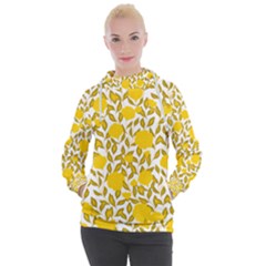 Yellow Flowers Roses On The Wall Lemons Women s Hooded Pullover