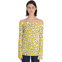 Yellow Flowers Roses On The Wall Lemons Off Shoulder Long Sleeve Top by ConteMonfrey