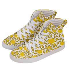 Yellow Flowers Roses On The Wall Lemons Women s Hi-top Skate Sneakers by ConteMonfrey