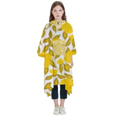 Yellow Flowers Roses On The Wall Lemons Kids  Hooded Rain Ponchos by ConteMonfrey