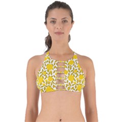 Yellow Flowers Roses On The Wall Lemons Perfectly Cut Out Bikini Top by ConteMonfrey