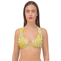 Yellow Flowers Roses On The Wall Lemons Double Strap Halter Bikini Top by ConteMonfrey