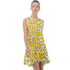 Yellow Flowers Roses On The Wall Lemons Frill Swing Dress by ConteMonfrey