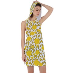 Yellow Flowers Roses On The Wall Lemons Racer Back Hoodie Dress by ConteMonfrey