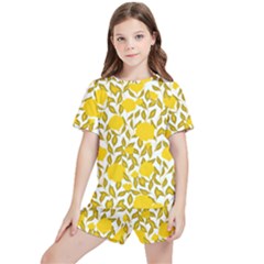 Yellow Flowers Roses On The Wall Lemons Kids  T-shirt And Sports Shorts Set by ConteMonfrey