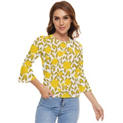 Yellow Flowers Roses On The Wall Lemons Bell Sleeve Top