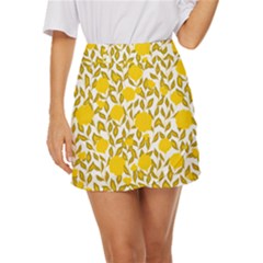 Yellow Flowers Roses On The Wall Lemons Mini Front Wrap Skirt by ConteMonfrey