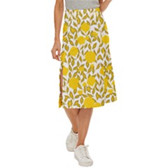 Yellow Flowers Roses On The Wall Lemons Midi Panel Skirt by ConteMonfrey