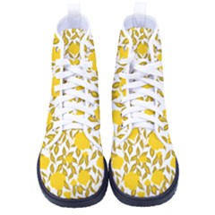 Yellow Flowers Roses On The Wall Lemons Men s High-top Canvas Sneakers by ConteMonfrey