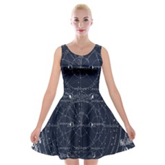 Astronomie Astrologie Vintage  Velvet Skater Dress