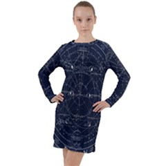 Astronomie Astrologie Vintage  Long Sleeve Hoodie Dress