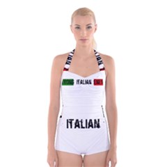 Strong Italian Energy Boyleg Halter Swimsuit  by ConteMonfrey