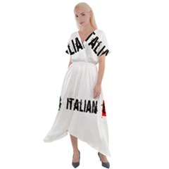 Strong Italian Energy Cross Front Sharkbite Hem Maxi Dress