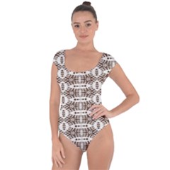 Snake Skin Brown Short Sleeve Leotard  by ConteMonfrey