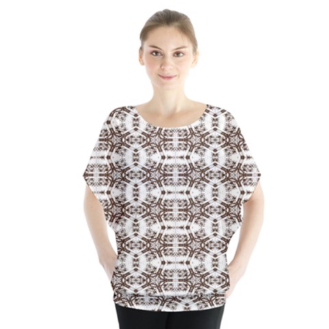 Snake Skin Brown Batwing Chiffon Blouse by ConteMonfrey