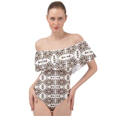 Snake Skin Brown Off Shoulder Velour Bodysuit  by ConteMonfrey