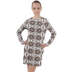 Snake Skin Brown Long Sleeve Hoodie Dress