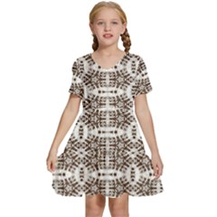 Snake Skin Brown Kids  Short Sleeve Tiered Mini Dress by ConteMonfrey