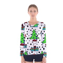 It`s Cold Outside Christmas Pattern Women s Long Sleeve T-shirt