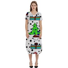 It`s Cold Outside Christmas Pattern T-shirt Midi Dress With Pockets by ConteMonfrey