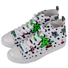 It`s Cold Outside Christmas Pattern Women s Mid-top Canvas Sneakers by ConteMonfrey