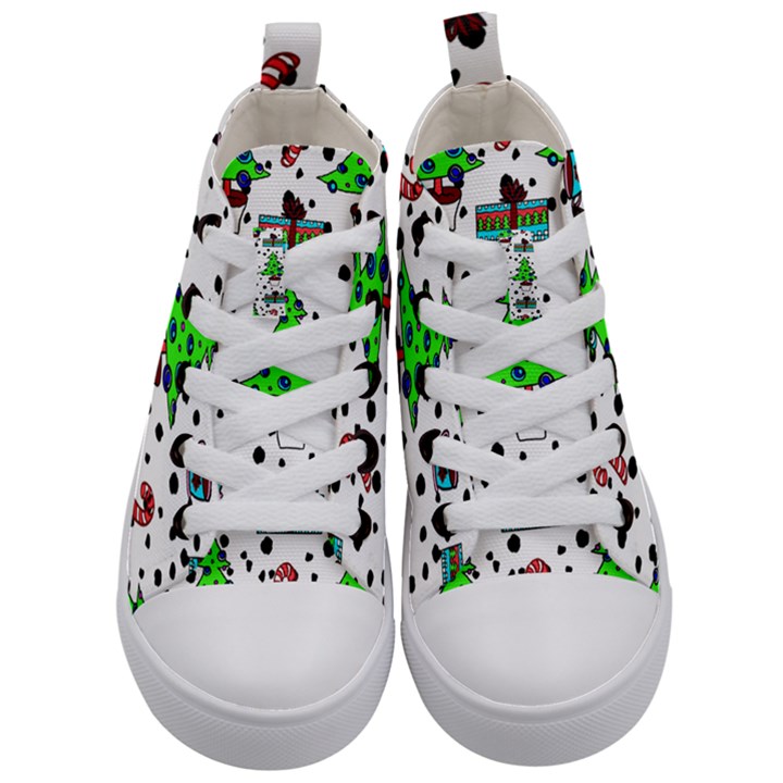 It`s Cold Outside Christmas pattern Kids  Mid-Top Canvas Sneakers