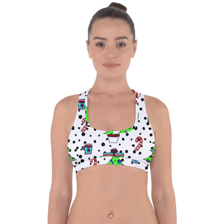 It`s Cold Outside Christmas pattern Cross Back Hipster Bikini Top 