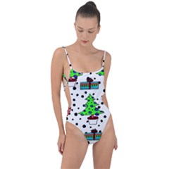 It`s Cold Outside Christmas Pattern Tie Strap One Piece Swimsuit by ConteMonfrey