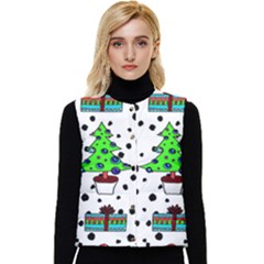 It`s Cold Outside Christmas Pattern Women s Button Up Puffer Vest