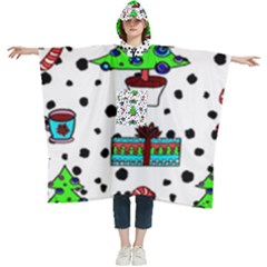 It`s Cold Outside Christmas Pattern Women s Hooded Rain Ponchos