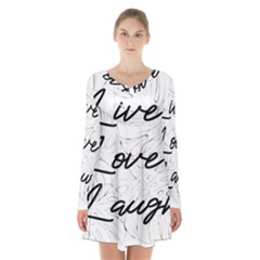 Live Love Laugh Monsteras Long Sleeve Velvet V-neck Dress