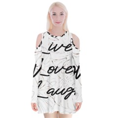 Live Love Laugh Monsteras Velvet Long Sleeve Shoulder Cutout Dress