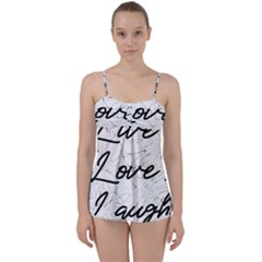 Live Love Laugh Monsteras Babydoll Tankini Top by ConteMonfrey