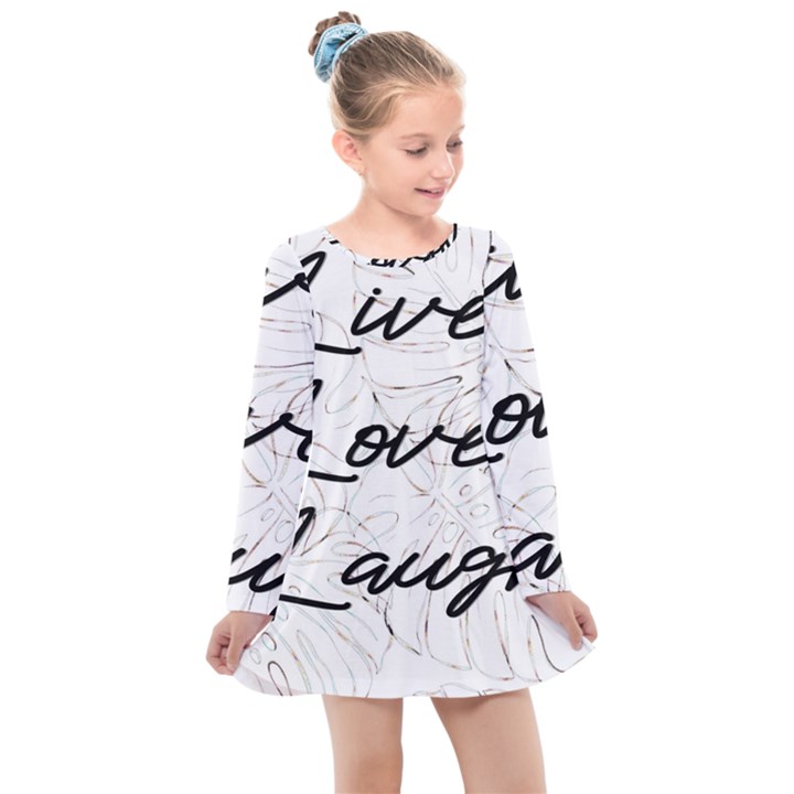 Live Love Laugh Monsteras Kids  Long Sleeve Dress