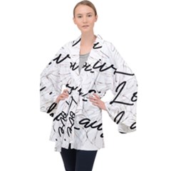 Live Love Laugh Monsteras Long Sleeve Velvet Kimono  by ConteMonfrey