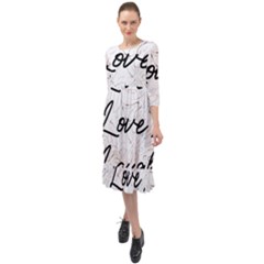 Live Love Laugh Monsteras Ruffle End Midi Chiffon Dress by ConteMonfrey