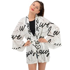 Live Love Laugh Monsteras Long Sleeve Kimono by ConteMonfrey