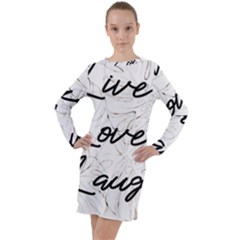 Live Love Laugh Monsteras Long Sleeve Hoodie Dress by ConteMonfrey