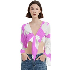 Purple Clouds Trumpet Sleeve Cropped Top