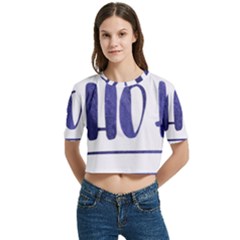 Ho Ho Ho! Christmas Minimalist Women s Round Neck Short Sleeve Crop Top