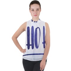 Ho Ho Ho! Christmas Minimalist Mock Neck Chiffon Sleeveless Top