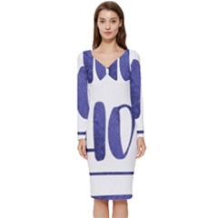 Ho Ho Ho! Christmas Minimalist Long Sleeve V-neck Bodycon Dress 