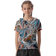 Blue Islands Kids  Frill Chiffon Blouse by kaleidomarblingart