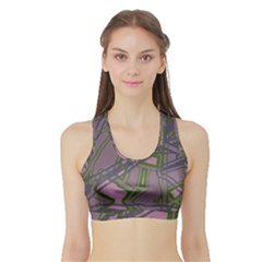 Vibrant Collage Vibes Print Sports Bra With Border