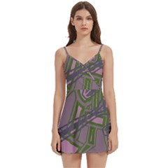 Vibrant Collage Vibes Print Body Wrap Sleeveless V-neck Mini Dress by dflcprintsclothing