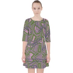 Vibrant Collage Vibes Print Quarter Sleeve Pocket Dress