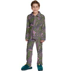 Vibrant Collage Vibes Print Kids  Long Sleeve Velvet Pajamas Set by dflcprintsclothing