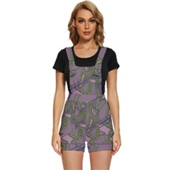 Vibrant Collage Vibes Print Short Overalls by dflcprintsclothing