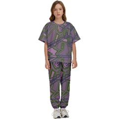 Vibrant Collage Vibes Print Kids  T-shirt And Pants Sports Set by dflcprintsclothing